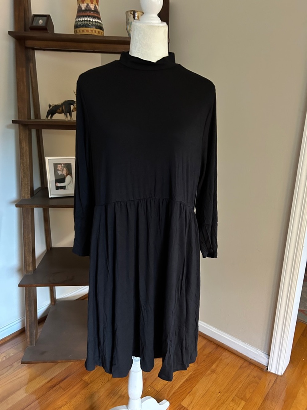 torrid Black Long-Sleeve Mock Neck Swing Dress